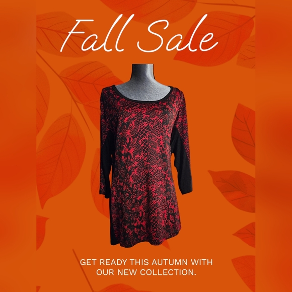 KAREN KANE TUNIC TOP WOMEN'S 3X RED &BLACK - Picture 3 of 4